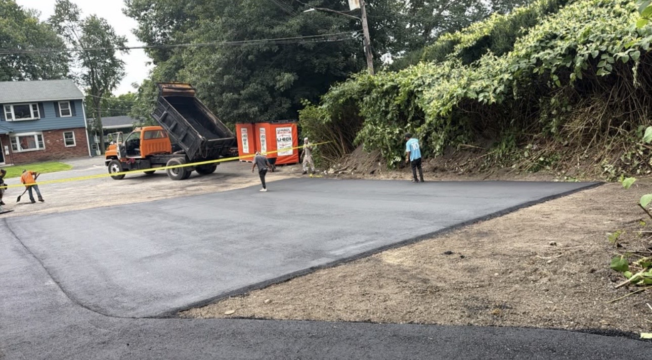 Newly paved asphalt driveway